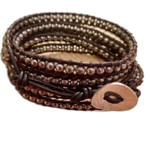Boho Leather bracelet multi-strap beaded wrap bracelet